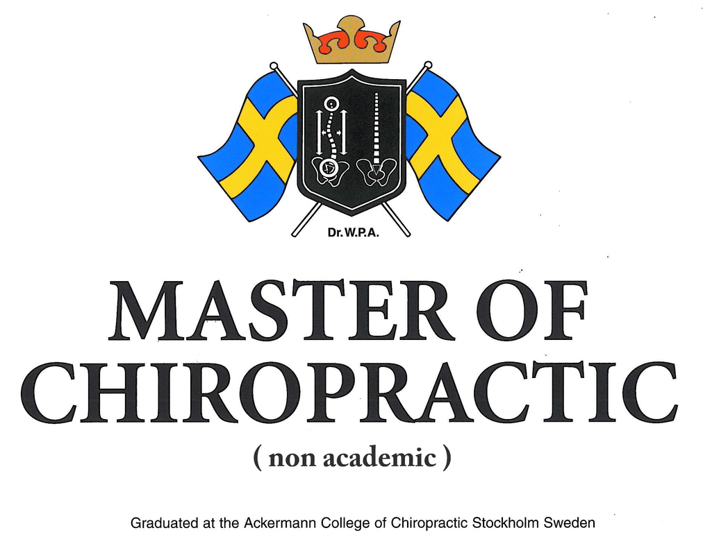 Offizielles Zertifikat „Master of Chiropractic (non academic)“ des Ackermann College Stockholm, verliehen an Metin Kenan Sisik für seine Fachkenntnisse in der Chiropraxis Ulm.